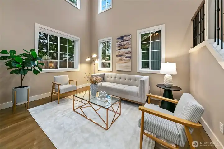 Living room with high ceiling Living room with high ceiling
