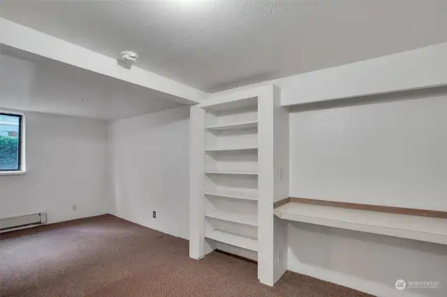 Built-in shelving.