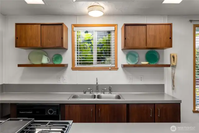 Stylish modern touches in this remodeled kitchen.