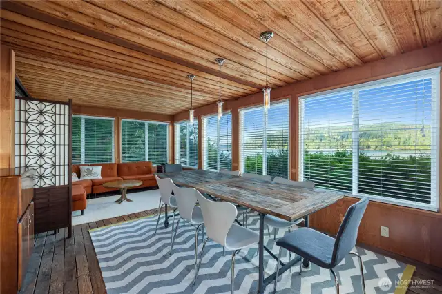 This airy bonus room leads to the deck.
