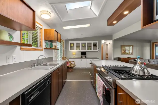 Generous countertop space.