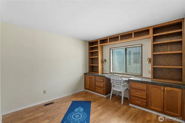 built in desk in this office, yoga room or 3rd bedrroom.  There is a closet!