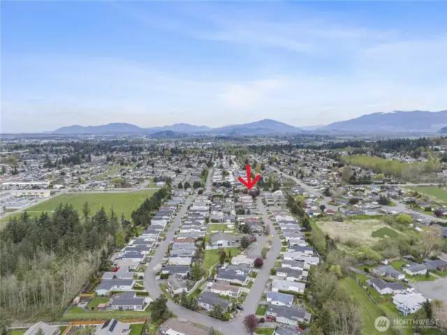 Drone view with approx location of home in park