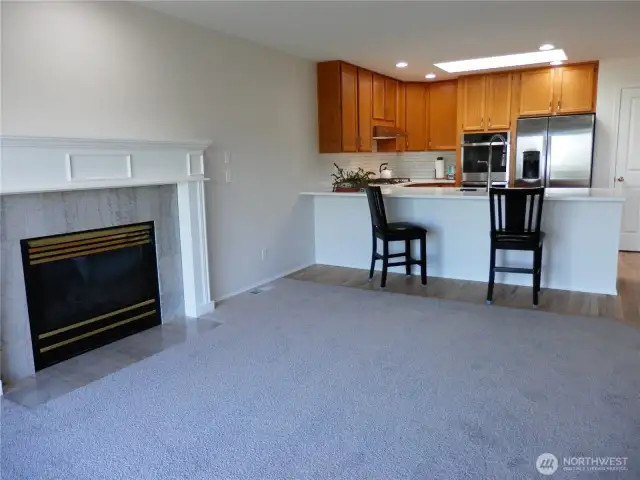 Enjoy the relaxing gas fireplace.
