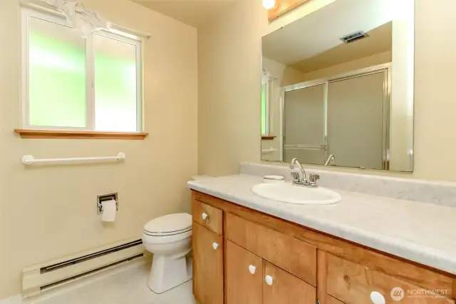 Three-Quarter bathroom is spacious.