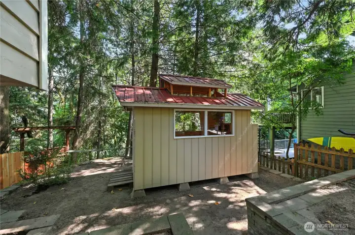 This shed will be an excellent work from home space, art studio, yoga space, or whatever you'd like!