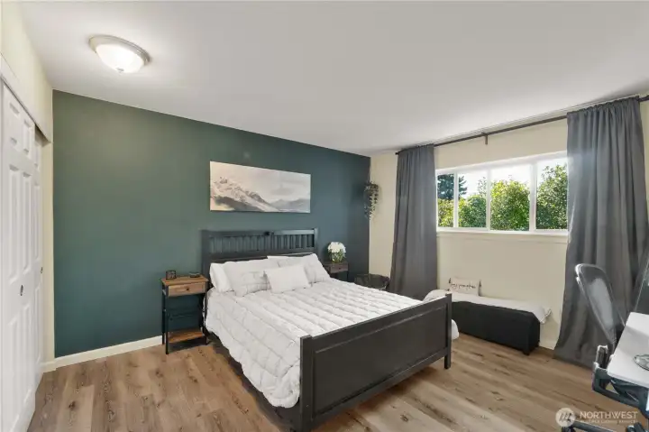 Bedroom 1 is larger and used as primary bedroom.