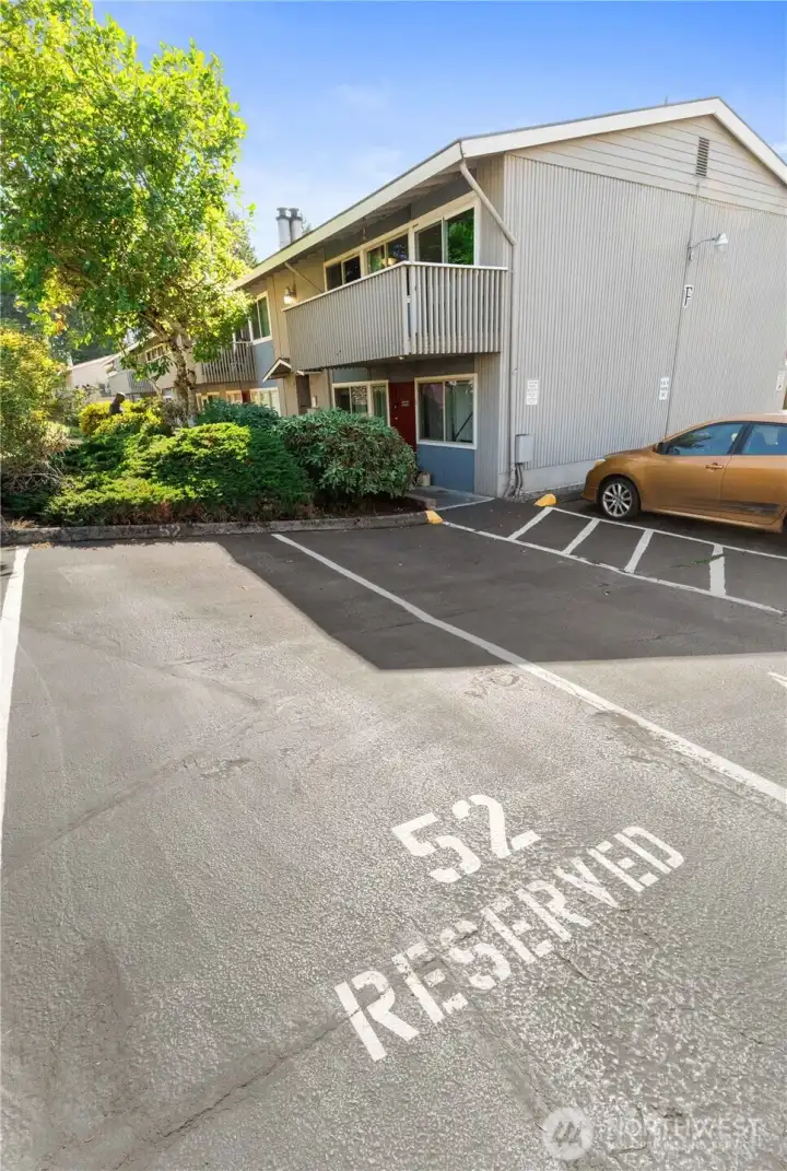 Assigned parking stall #52 conveniently near unit.