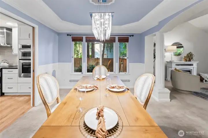 Chic crystal fixtures throughout the house bring timeless style and a touch of luxury.