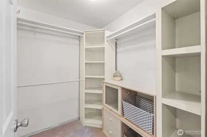 Entrance to walk-in closet from ensuite primary bathroom.