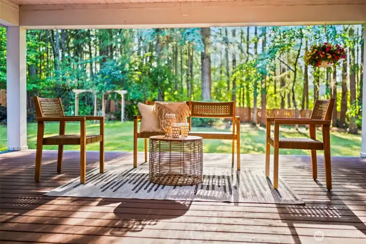 Morning coffee or evening gatherings—the deck is perfect.