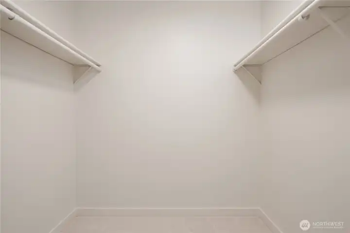 The spacious walk-in closet is part of the primary bedroom suite.