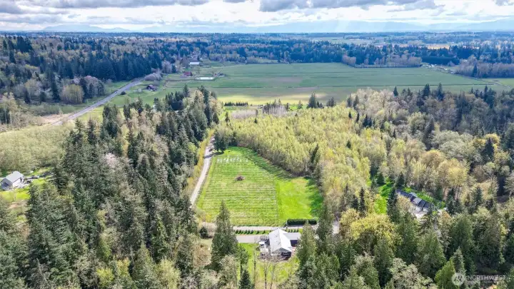 Aerial looking East of property.