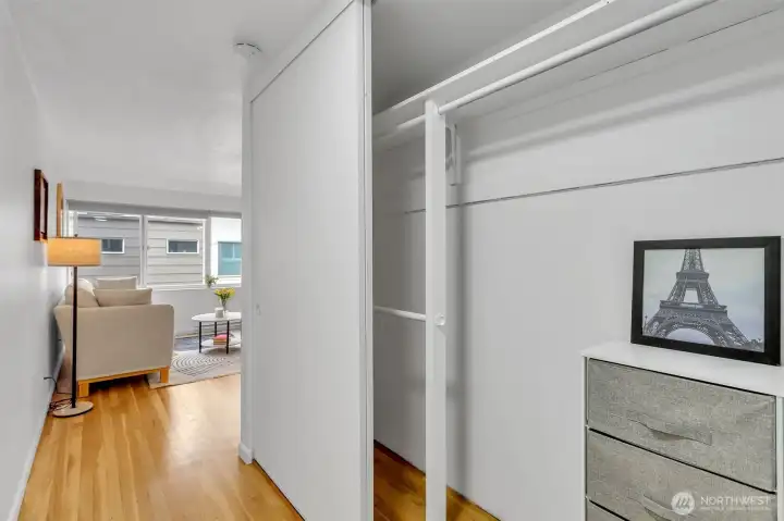 Next to the walk-in-closet is a second very long and spacious closet!