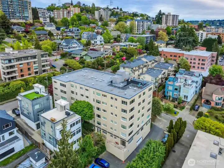 This photo is facing Northeast. This is the perfect location between lower and upper Queen Anne.