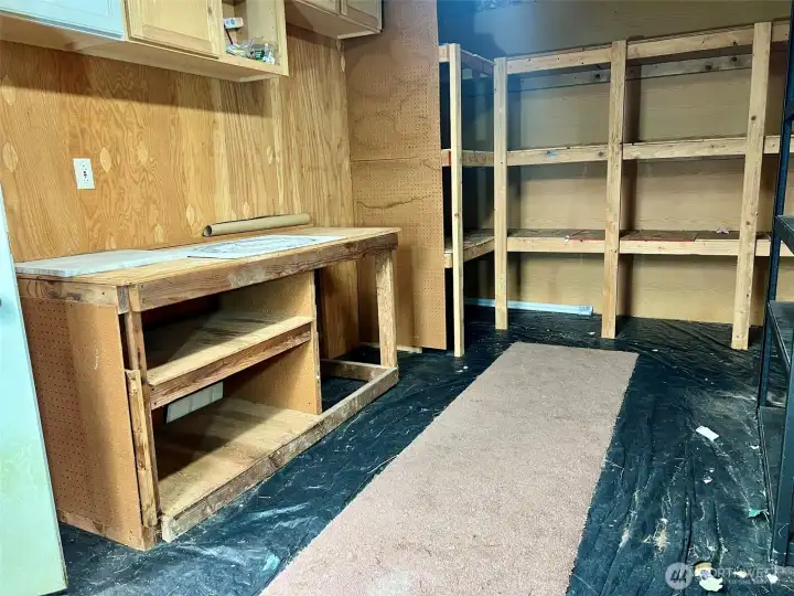 Shed has built in shelving