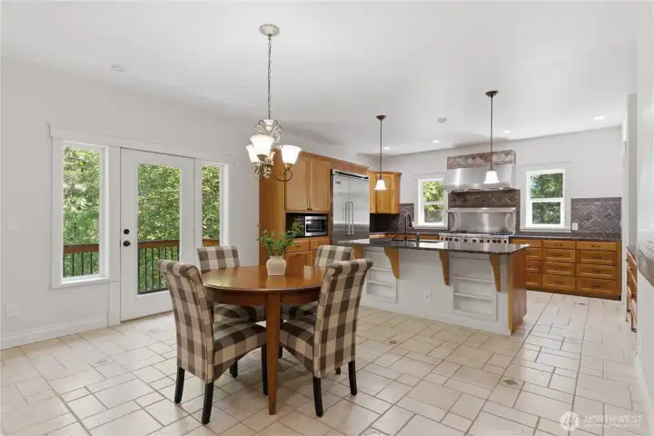 Eat-in kitchen. Home is staged.