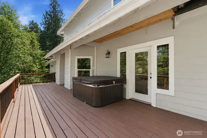 Deck off main floor.