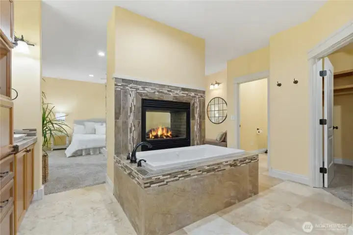 Primary bathroom. Staged.