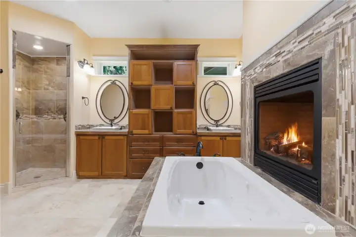 Primary bathroom. Staged.