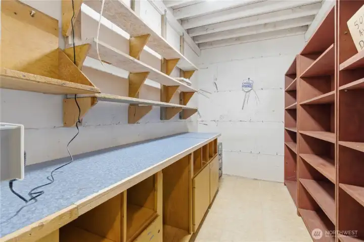 Basement walk-in vault. Fire-rated. Wine cellar?