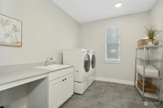 Spacious Laundry Room w/sink & counter