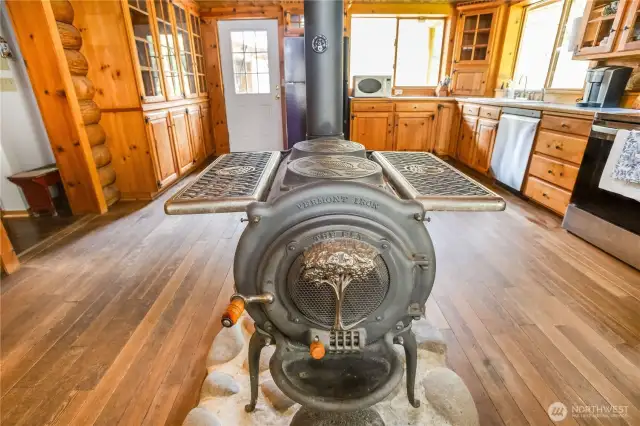 Pot Belly Stove in the Kitchen
