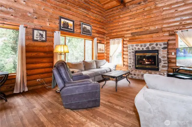 Living Room with Wood Fireplace