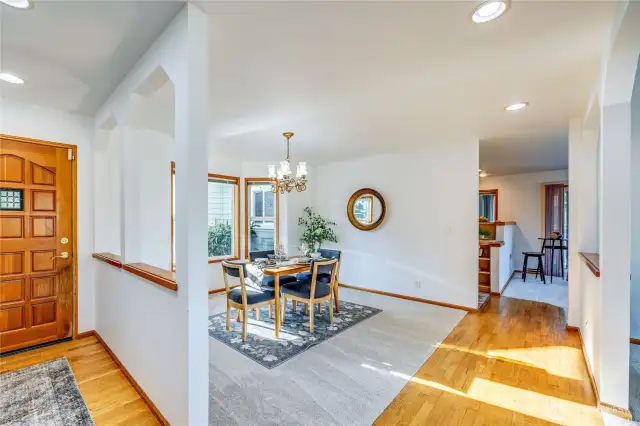 Loads of natural light flows into dining room