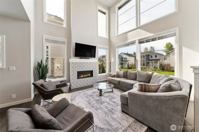 Stunning great room with gas fireplace and tons of natural light.