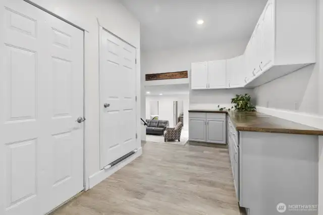 1st door to garage. 2nd door to apartment. Storage!