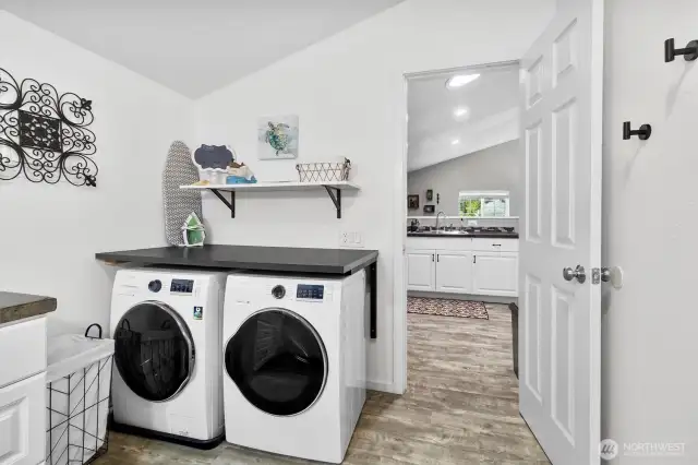 Apartment bathroom with laundry