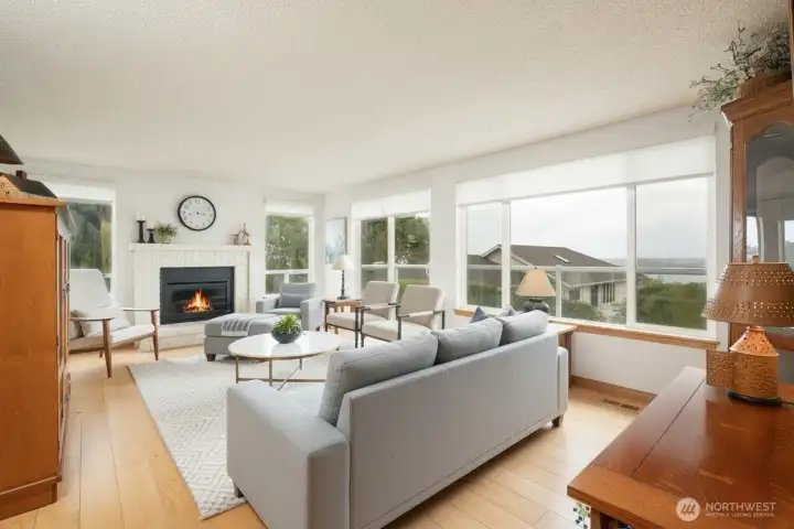 Upstairs Virtually staged living room