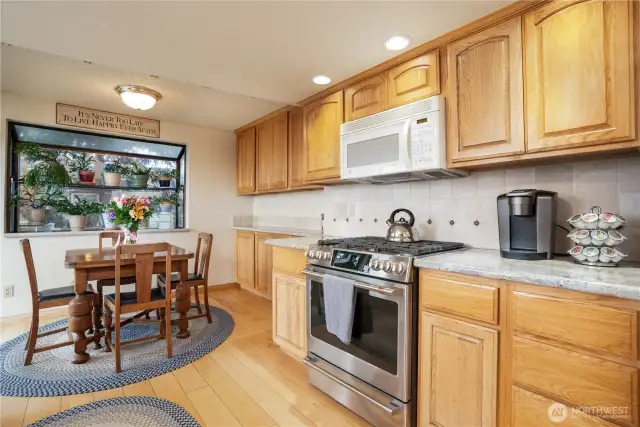 Bay window in the kitchen offers plenty of natural light