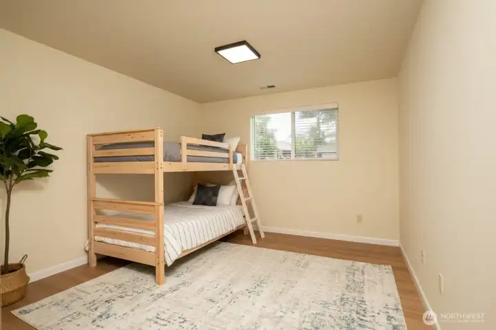 Downstairs bedroom is virtually staged