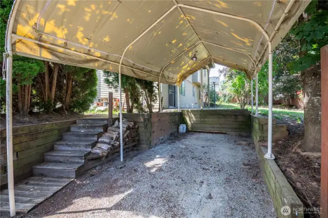 Grandfathered in covered and gated parking area - perfect for a boat or RV