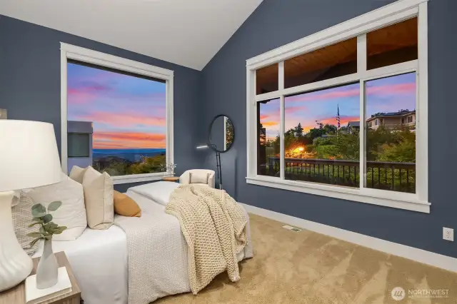 Main level guest quarters with sensational views.  Room could also be used a 2nd home office.