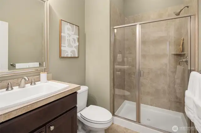 3/4 bath just outside the Guest Suite on the main level.