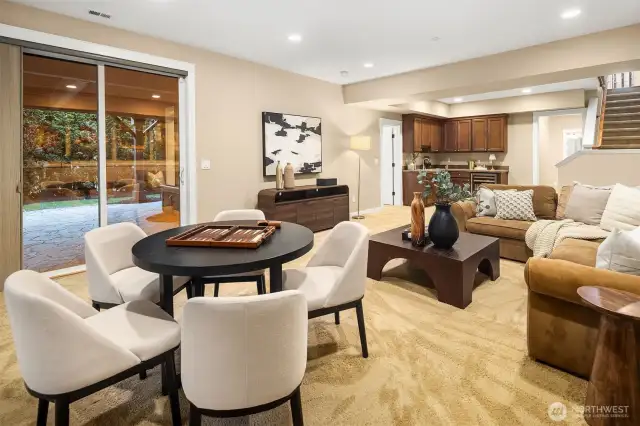 Lower level Bonus room with easy access to outdoor patio, hot tub and firepit area.