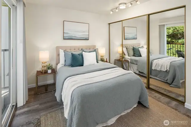 This bedroom also has ample closet space.