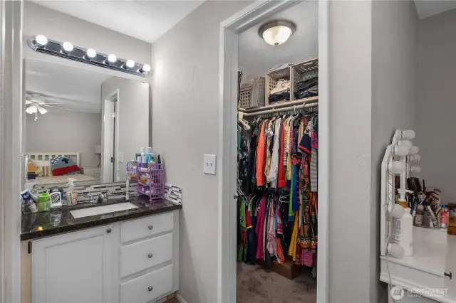Primary Vanity and walk in closet