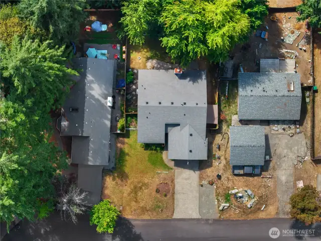 Drone view of top of house
