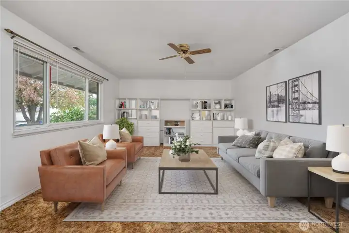 Virtually staged living room.
