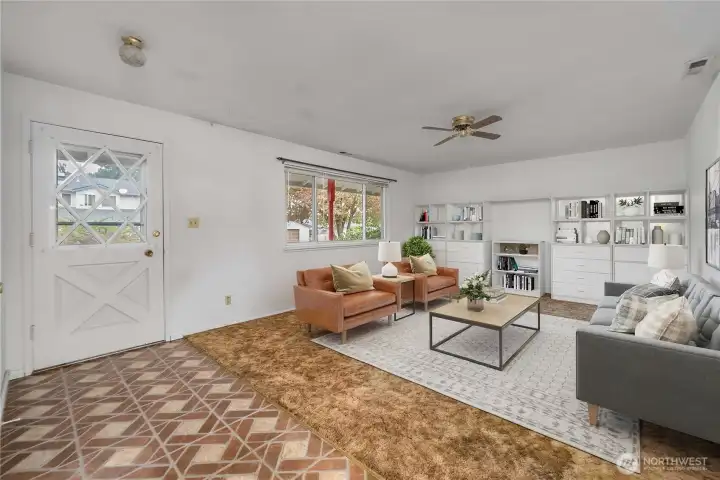Virtually staged living room.