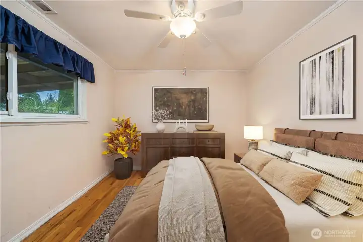 Virtually staged bedroom 3.