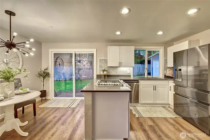 View of the kitchen from the living room.