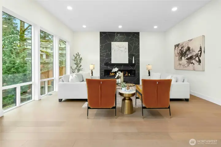 Great Room with green-belt Views