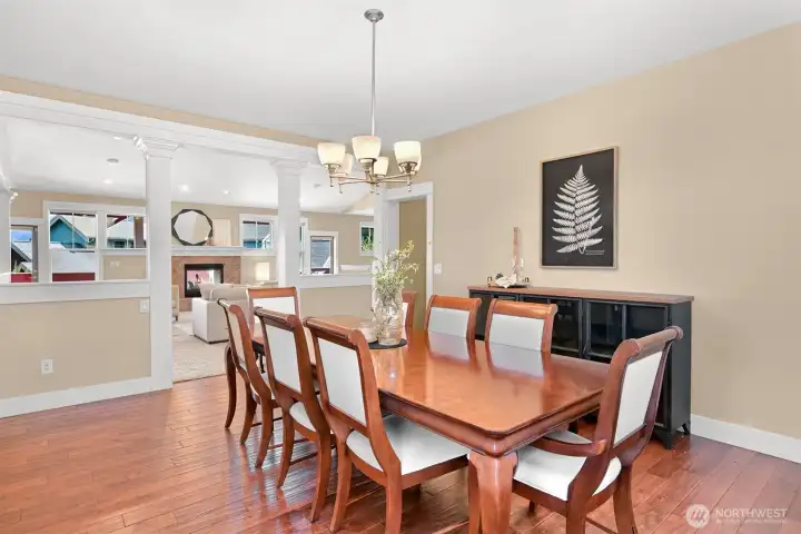 Large formal dining room with butler pantry to the right