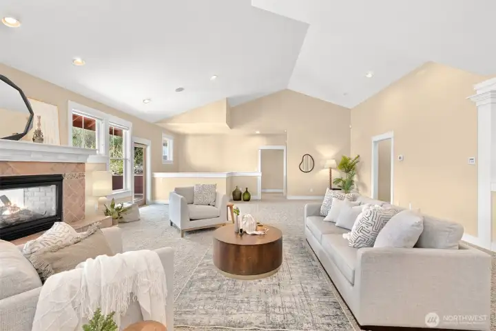 Vaulted ceilings throughout living room