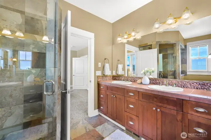 Master has a separate bath and shower